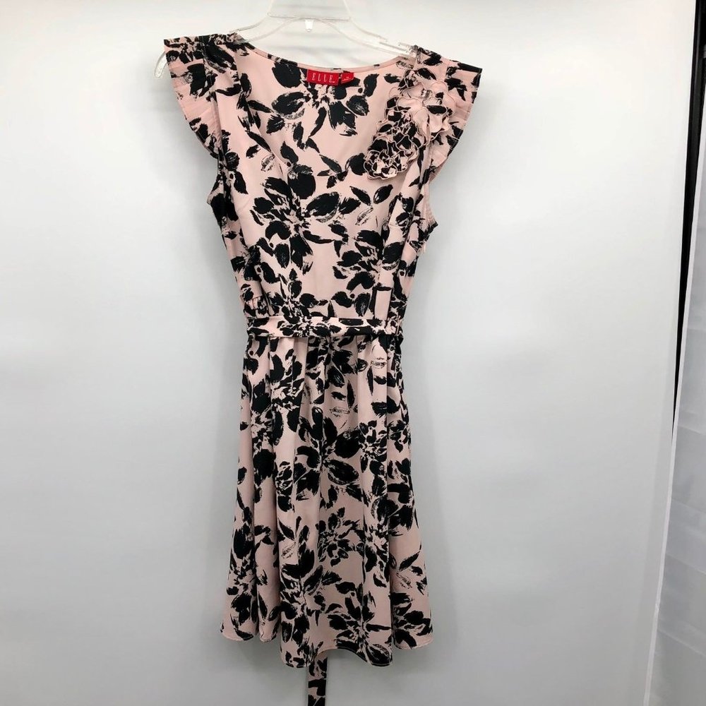 Elle Dress Womens M Used Floral Pink Black - Picture 3 of 12
